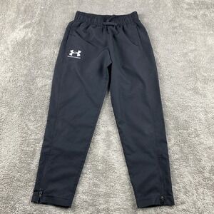 Under Armour Track Pants Zip Ankle Youth Small Black Loose Fit